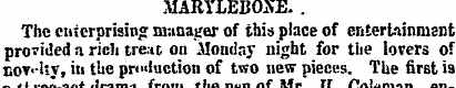 MARYLEBONE. . The enterprising manager o...