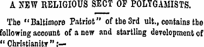 A NEW RELIGIOUS SECT OF POLTGAMISTS. The...