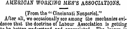 AMERICAN WORKING MEN'S ASSOCIATIONS. (Fr...