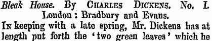 Bleak House. By Chakles Dickens. No. I. ...