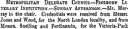 Metropolitan Delegate Council—Finsbury L...
