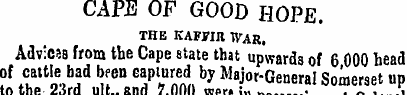 CAPE OF GOOD HOPE. THE KAFWIl WAR. Advic...