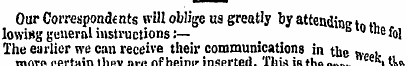 Our Correspondents will oblige us greatl...