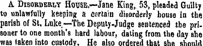 A Disorderly HousE.—Jane King, 53, plead...