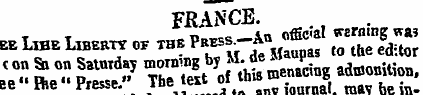 FRANCE. t t - tj,,,^ — An official warni...