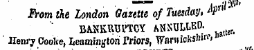 From the London Gazette of Tuesday, ¥ l'...