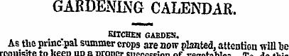GARDENING CALENDAR. KITCHEN GABDES. As t...