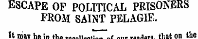 ESCAPE OP POLITICAL PRISONERS FROM SAINT...