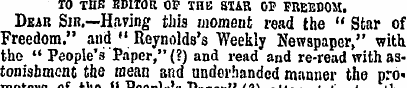 TO THE EDITOR OF THE STAB OF FREEDOM. De...