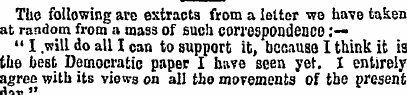 The following are extracts from a letter...