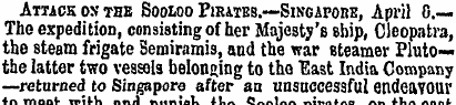 Attack ox the Sooloo Pirates.—Singapore,...