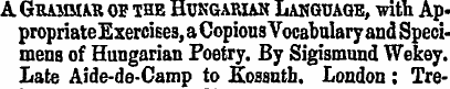A Grammar op the Hungarian Language, wit...