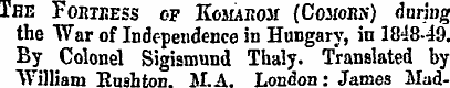 The Fobtjjess of Komauom (Cojiorn) durin...
