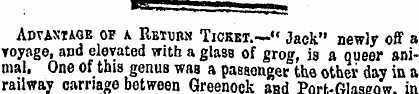 Advantage of a Return Ticket.—" Jack" ne...