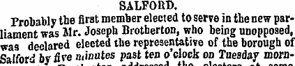 SALFORD. Probably the first member elect...
