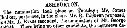 ASHBURTON. The nomination took place on ...