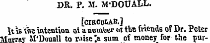 DR. P. M. M'DOUALL. [CIRCDIAB.] It is th...