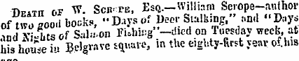 Death of W. Scivre, Esq.-William Scope-a...