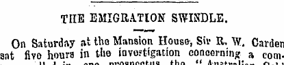 THE EMIGRATION SWINDLE. On Saturday at t...