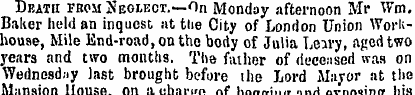 Death from Neglect.—On Monday afternoon ...