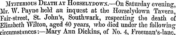 Mysterious Death at Horselydown.—On Satu...