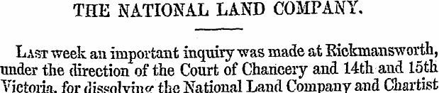 THE NATIONAL LAND COMPANY. Last week an ...