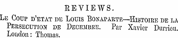 REVIEWS. Le Coup d'etat de Louis Bonapar...