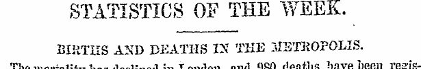 STATISTICS OF THE WEEK. BIRTHS AND DEATH...