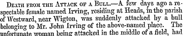 Death from the Attack of a Bull.—A few d...