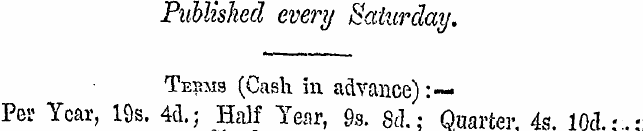 Published every Saturday. Teems (Cash in...