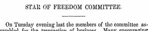 STAR OF FREEDOM COMMITTEE. On Tuesday ev...