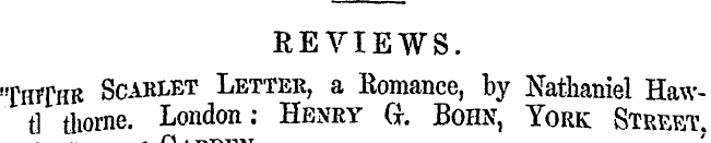 REVIEWS. "fRTfflR Scarlet Letter, a Roma...