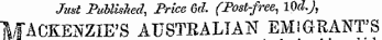 Just Published, Price Qd, (Post-free, lQd.J, MACKENZIE'S AUSTRALIAN EMIGRANT'S
