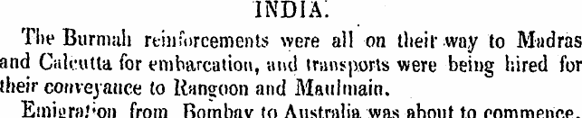 INDIA. The Burmah reinforcements were al...