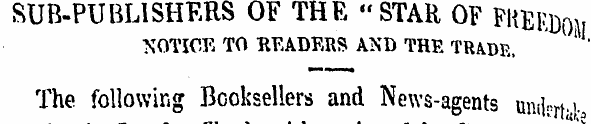 SUB-PUBLISHERS OF THE "STAR OF Fl iERDoj...