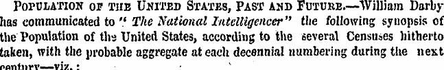 Population op the United States, Past an...