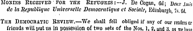 Monies Received for the Refugees:—.!. De...