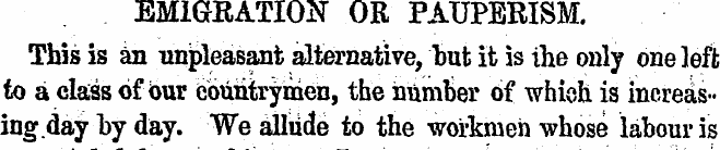 EMIGRATION OR PAUPERISM. This is an unpl...