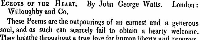 Echoes of the Heart. By John George Watt...