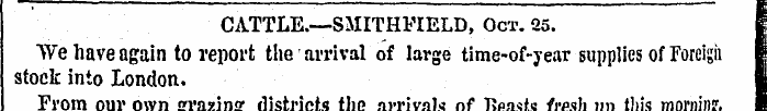 CATTLE.—-SMITHFIELD, Oct. 25. 1 We have ...