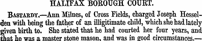 HALIFAX BOROUGH COURT. Bastardy.—Ann Mim...