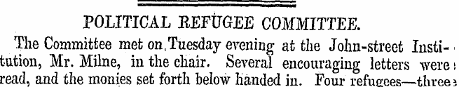 POLITICAL REFUGEE COMMITTEE. The Committ...