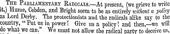 The Parliamentary Radicals.—At present, ...