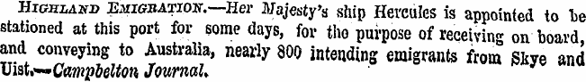 Highland Emigration.—Her Majesty's ship ...
