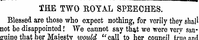 THE TWO ROYAL SPEECHES. Blessed are thos...