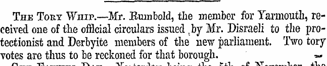 The Tory Whip.—Mr. Bnmbold, the member f...