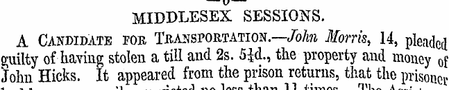 MIDDLESEX SESSIONS. A Candidate for Tran...