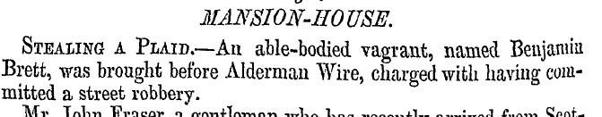 MANSION-HOUSE. Stealing a Plaid.—An able...