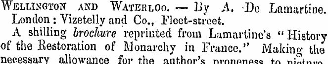 Wellington and Waterloo. — Ly A. De Lama...