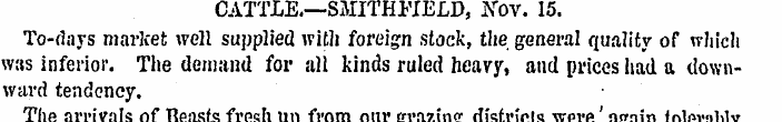 CATTLE.—SMITHFIELD, Nov. 15. To-days mar...